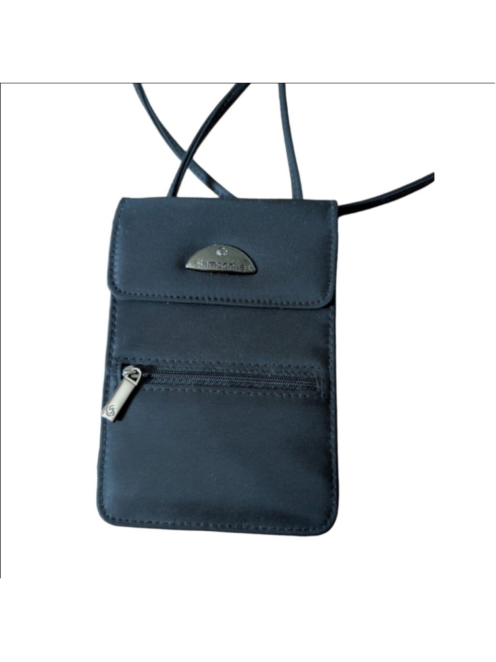 Vintage Samsonite Black Small Crossbody Travel Wallet Compact Purse 6.5” x 4.5”